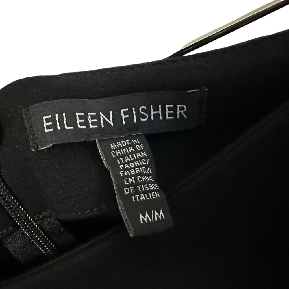 Eileen Fisher Womens Leather Trim Pencil Skirt Size Medium Black Careerwear